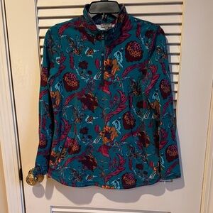 T by Talbots Teal Floral Pullover Top size SP